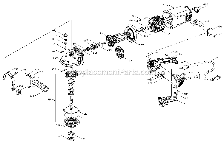 Page A Diagram and Parts List for 7415 Type 1 Porter Cable Sander Grinder